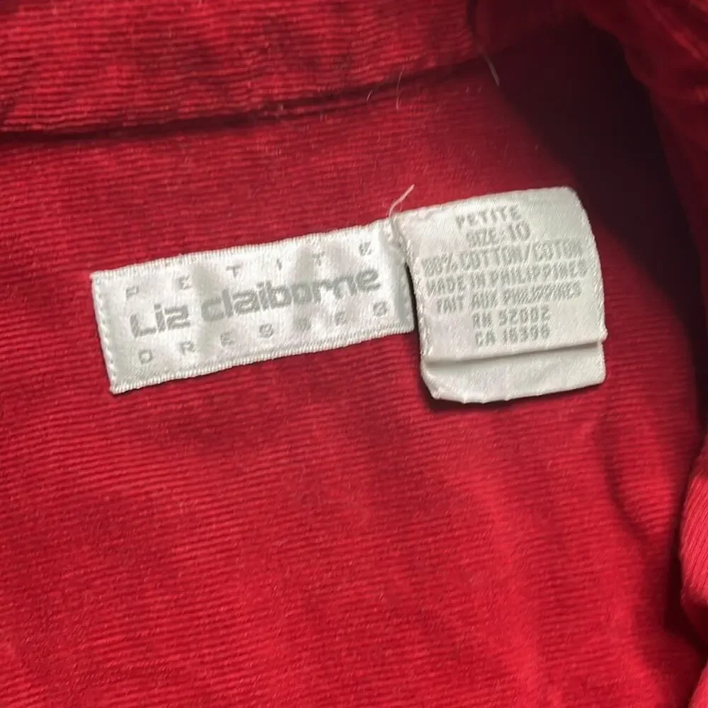 Vintage 90’s Liz Claiborne Red Corduroy Dress